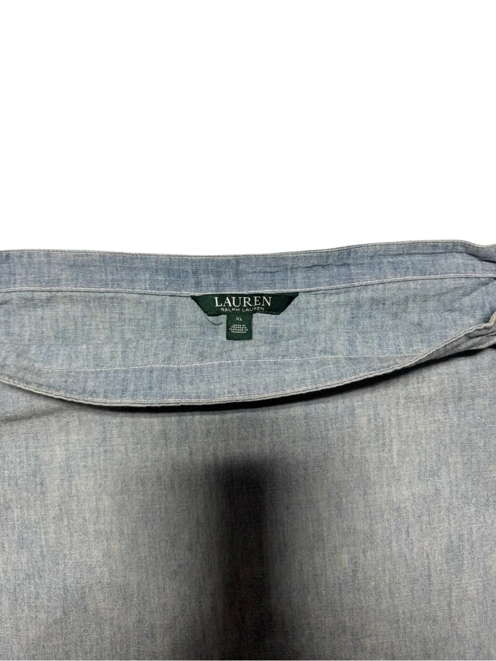 Lauren Ralph Lauren Womens XL blue chambray cotton off-the-shoulder Western Boho